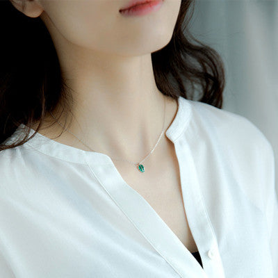 Rovska Zopyros Green Leaf Necklace